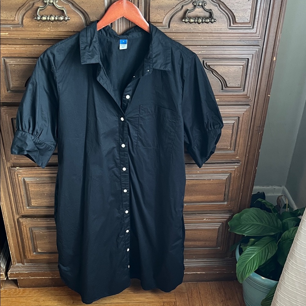 Black Button-Up Shirt Dress - Picture 2 of 8